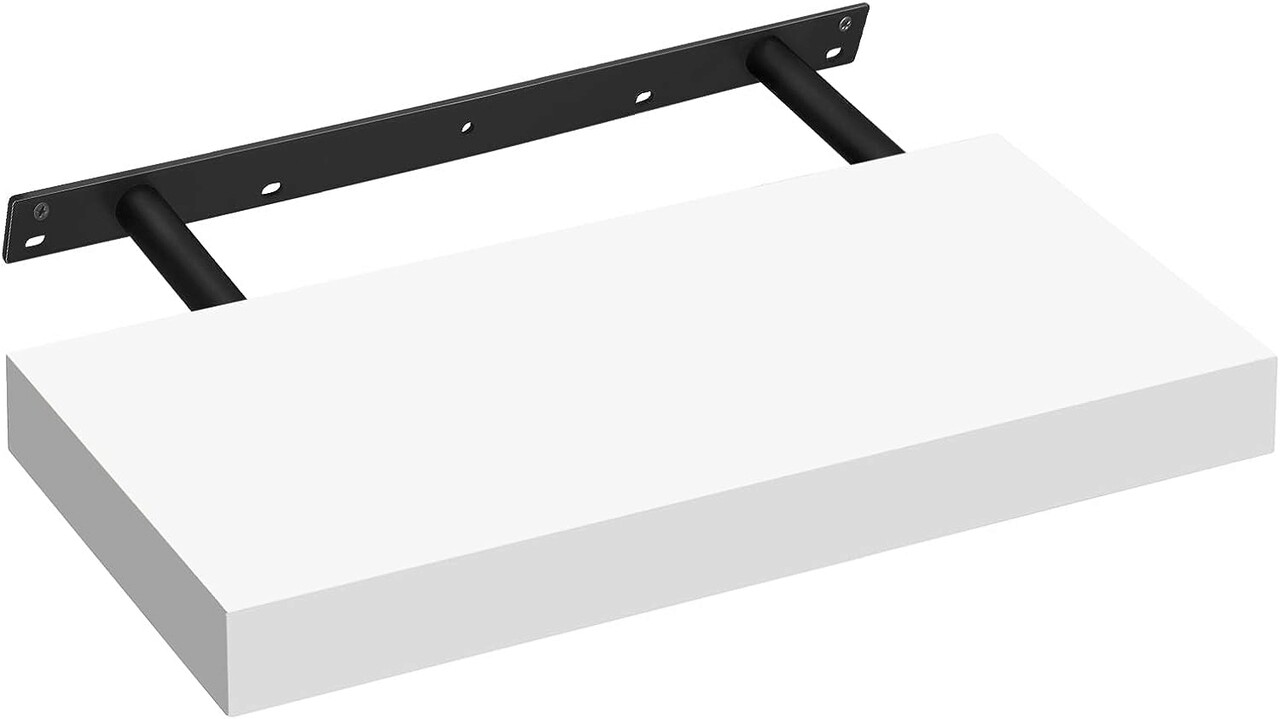 Raft de perete, Vasagle, 40 x 20 x 3.8 cm, MDF/otel, alb mat - imagine 5